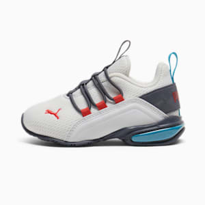 Tenis para infantes Axelion Mesh, Feather Gray-Galactic Gray-Red Fire, extralarge